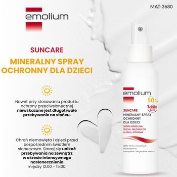 Emolium Suncare, mineralny spray ochronny, SPF 50+, 100 ml