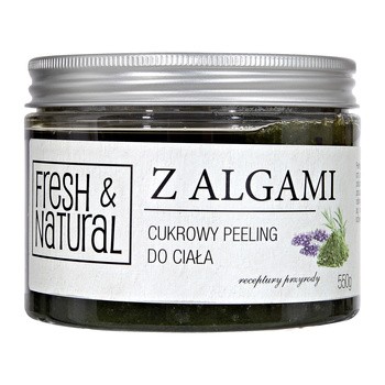 Fresh&Natural, cukrowy peeling do ciała z algami, 550 g