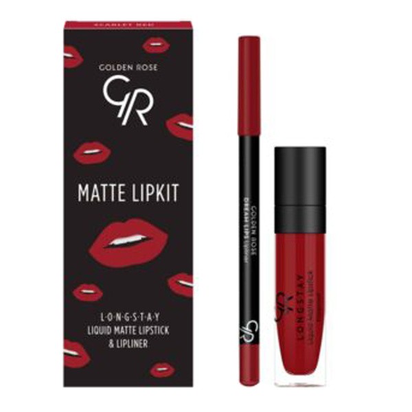 Golden Rose Golden Rose Matte Lipkit, zestaw do makijażu ust, red, 7,6 g