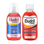 Zestaw Eludril Classic, płyn do płukania jamy ustnej, 500 ml + Eludril Care, płyn do codziennej higieny jamy ustnej, 500 ml