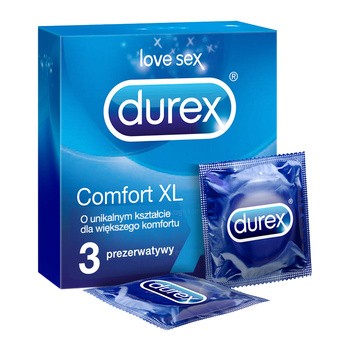 Durex Comfort XL, prezerwatywy ze środkiem nawilżającym, 3 szt.