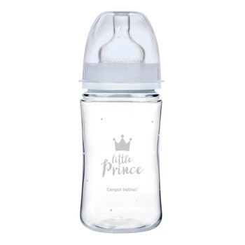 Canpol babies Easy Start Royal Baby, butelka szeroka, antykolkowa, niebieska, 240 ml, 1 szt.