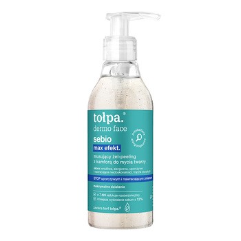 Tołpa dermo face sebio. Max Efekt., musujący żel-peeling z kamforą do mycia twarzy, 195 ml