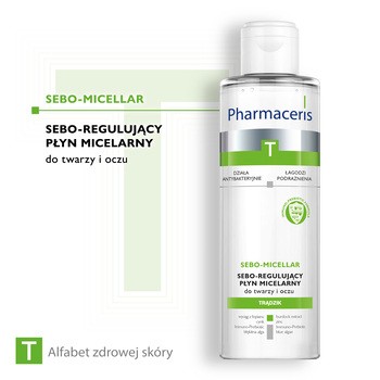 Pharmaceris T Sebo-Micellar, antybakteryjny płyn micelarny do twarzy i oczu, 200 ml