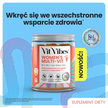 Vit Vibes Women's Multi-Vit, żelki, smak pomarańcza-mango, 60 szt.