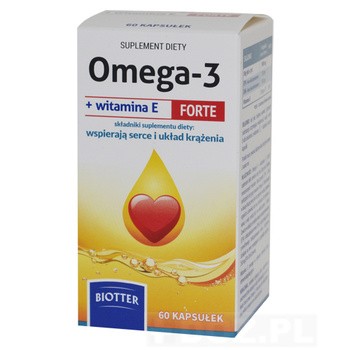 Omega 3 z witaminą E Forte, kapsułki., Biotter, 60 szt