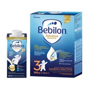 Zestaw Bebilon Advance Pronutra 3, Junior, formuła na bazie mleka po 1. roku życia, proszek, 1000 g + Bebilon Junior, gotowa do picia wzbogacona formuła na bazie mleka, od 2. do 6. roku życia, 200 ml https://azcdn.doz.pl/image/d/product/08f462d2-scale-180x180.png