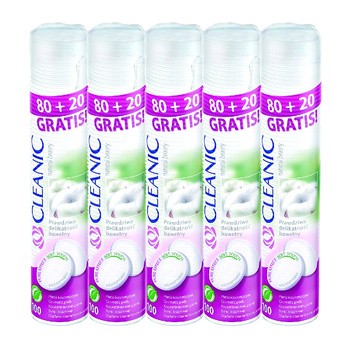 Cleanic, Pure Effect Soft Touch, płatki kosmetyczne (80 szt.+ 20 szt.) x 5 opakowań