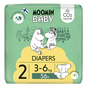Moomin Baby Newborn, pieluchy dla noworodków, 2, 3-6kg, 56 szt.