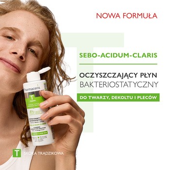 Pharmaceris T Sebo-Acidum-Claris, oczyszczający płyn bakteriostatyczny do twarzy, dekoltu i pleców, 190 ml