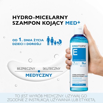 Emotopic E Med+, kojący szampon hydro-micelarny, 250 ml