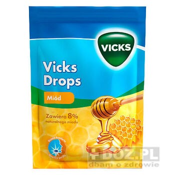 Vicks Drop, cukierki do ssania, miód, 72 g