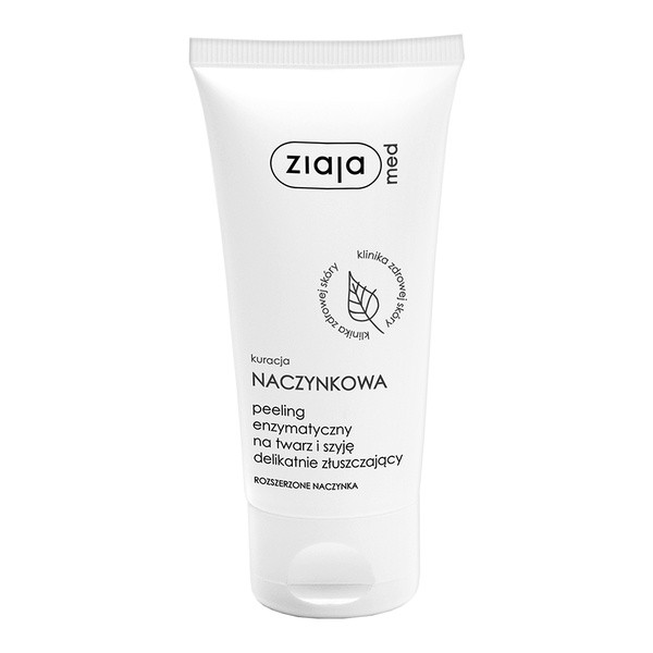 Ziaja Med. Ziaja Med Kuracja Naczynkowa, peeling enzymatyczny na twarz i szyję delikatnie złuszczający, 75 ml