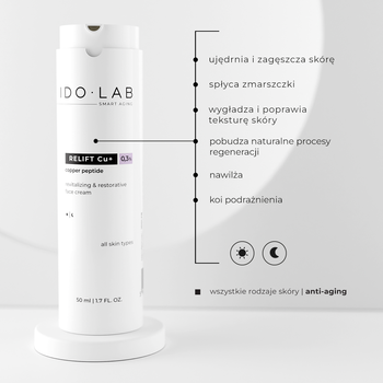 IDO LAB Relift Cu+, rewitalizująco-regenerujący krem z peptydem miedziowym 0,3%, 50 ml