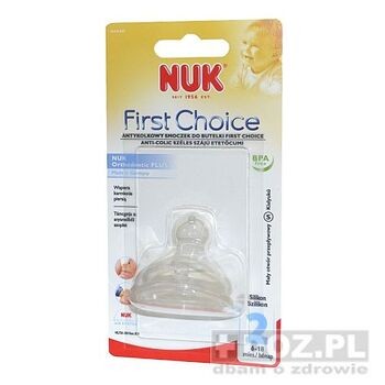 Nuk First Choice, silikonowy smoczek na butelkę, S, 6-18 m, 1 szt
