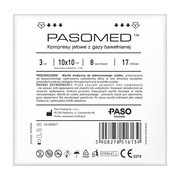 Pasomed, Kompresy gazowe jałowe, 17-nitkowe, 8-warstwowe, 10 cm x 10 cm, 3 szt. https://azcdn.doz.pl/image/d/product/42fbb8b1-scale-180x180.png