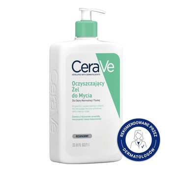 CeraVe, oczyszczający żel do mycia z ceramidami dla skóry normalnej i tłustej, 1000 ml