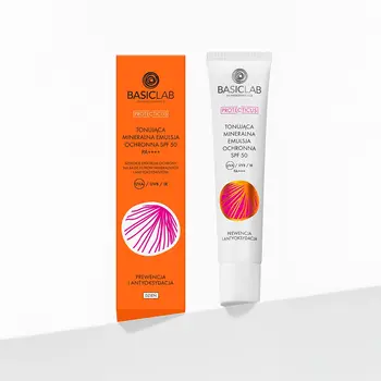BasicLab Proteticus, tonująca mineralna emulsja SPF 50 PPD 19,8 Prewencja i Antyoksydacja, 40 ml