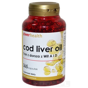 Cod liver oil Tran z dorsza z witaminą A i D, kapsułki, 365 szt