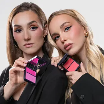 Claresa Duo Palette Creamy & Pressed, kremowo-pudrowa paleta różów do konturowania, 02 Candy Crush, 8,5 g