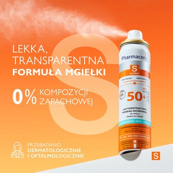 Pharmaceris S Transparent Mist Protect, antyoksydacyjna mgiełka ochronna do twarzy SPF 50+, 75 ml