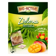 Big-Active, Zielona herbata w torebkach z opuncją figową i mango, 30 g (1,5 g x 20 szt.)