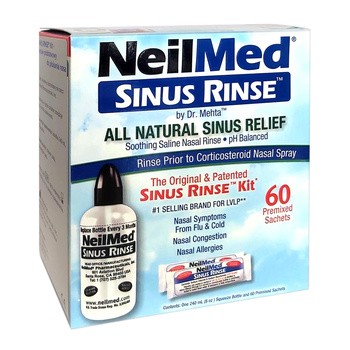 Sinus Rinse Kit, zestaw podstawowy do płukania nosa (Import równoległy, Pharmapoint), 60 saszetek + butelka