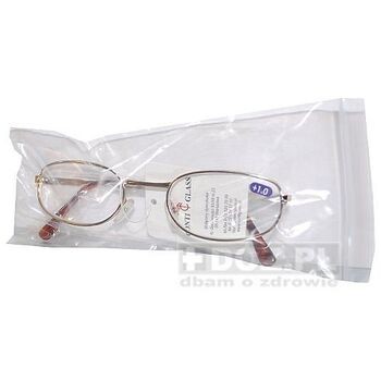 Okulary, do czytania +1,0 Dptr Conti Glass, nietłukące, etui