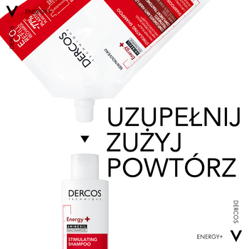 Vichy Dercos, szampon wzmacniający Energy+, opakowanie uzupełniające, 500 ml