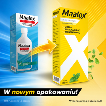 Maalox, (35 mg+40mg)/ml, zawiesina doustna, 250 ml