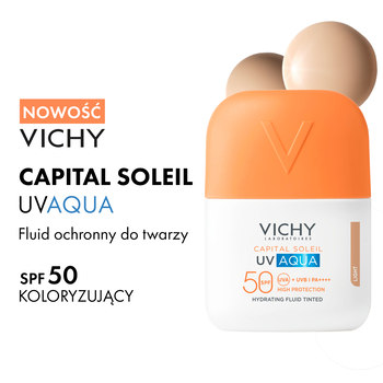 Vichy Capital Soleil, nawilżający fluid koloryzujący SPF50 PA+++, 50 ml