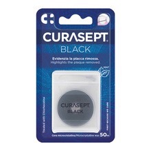 Curasept Black, nić dentystyczna woskowana, czarna, 50 m