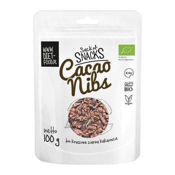 Diet-Food, Bio cacao nibs - łamane ziarno kakaowca, 100 g