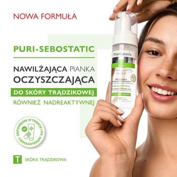 Pharmaceris T Puri-Sebostatic, nawilżająca pianka oczyszczająca do skóry trądzikowej i nadreaktywnej, 150 ml