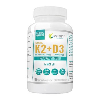 Wish Witamina K2 MK-7 natto + witamina D3 w oleju MCT, kapsułki, 120 szt.