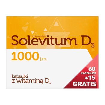 Solevitum D3 1000, kapsułki, 75 szt. (60 szt. + 15 szt.)