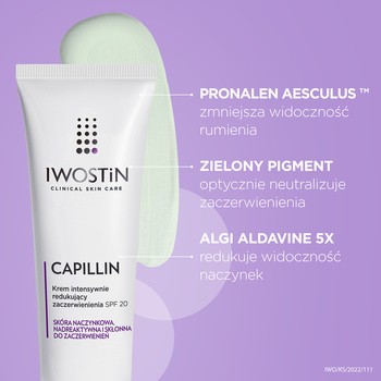Iwostin Capillin, krem intensywnie redukujący zaczerwienienia, SPF 20, 40 ml