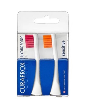 Curaprox Hydrosonic Sensitive, głowica szczoteczki kolorowy do Hydrosonic, magenta/pomarańczowy, 2 szt.