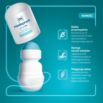 Medispirant, antyperspirant hamujący wzrost włosków 72 h, roll-on, 40 ml