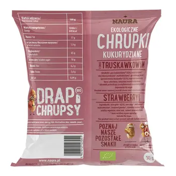 Naura, Drapi Chrupsy, bio chrupki o smaku truskawkowym, 50 g