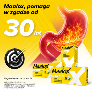 Maalox, 400 mg+400 mg, tabletki, 40 szt.