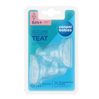 Canpol, silikonowy smoczek na butelkę, okrągły, kaszka, 6 m+, 2 szt