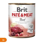 Zestaw 6 x Brit Paté & Meat Beef, karma mokra dla psów, wołowina, 800 g