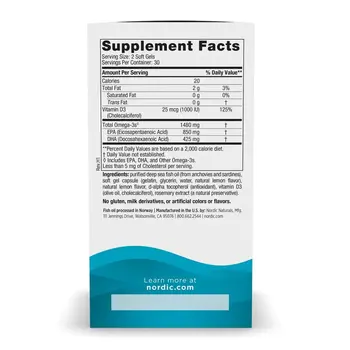 Nordic Naturals Ultimate Omega Xtra 1480 mg, kapsułki, smak cytrynowy, 60 szt.