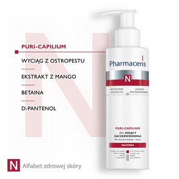 Pharmaceris N Puri-Capilium, żel kojący zaczerwienienia, do mycia twarzy i oczu, 190 ml
