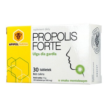 Propolis Forte, tabletki do ssania o smaku mentolowym, bez cukru, 30 szt.