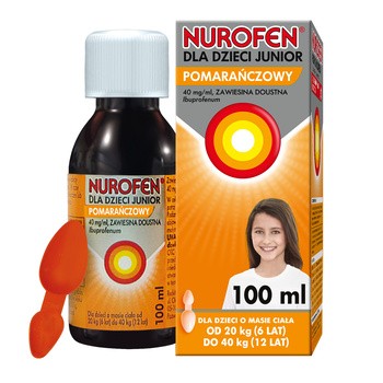 Nurofen dla dzieci Junior, 40 mg/ml, zawiesina doustna o smaku pomarańczowym, 100 ml