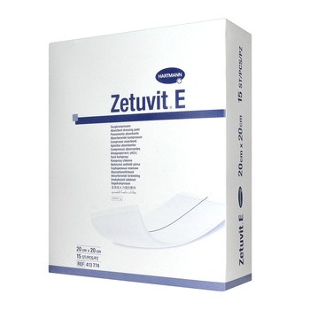 Zetuvit E, kompresy jałowe, 20 x 20 cm, 15 szt.