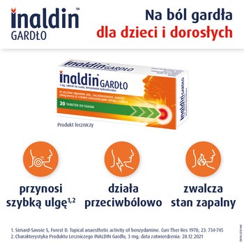 Inaldin Gardło, 3 mg, tabletki do ssania, 20 szt