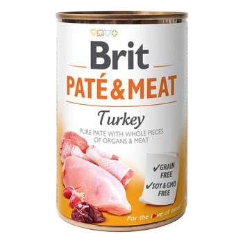 Brit Paté & Meat Turkey, karma mokra dla psów, indyk, 400 g